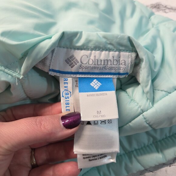 Columbia Medium Light Green Reversible Fleece Softshell Winter Fall Vest (Flaw) - Picture 10 of 11